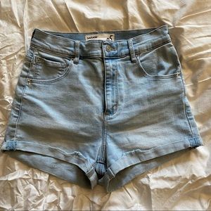 Garage denim shorts. Light blue wash.
